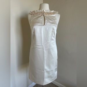 Ted Baker London | Zenos Ruffle Pencil Dress in Ecru, Size 6 (Ted Size 2)